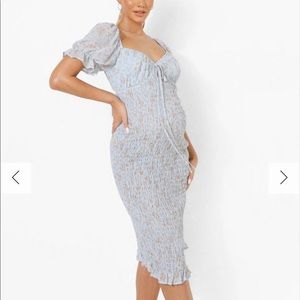 Blue floral maternity dress
